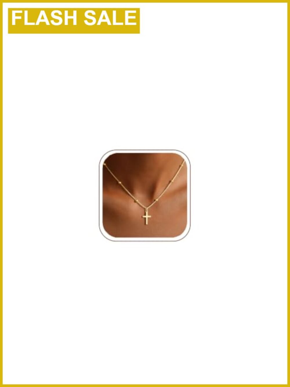 14K Gold Plated Cross Pendant Necklace Women Girls